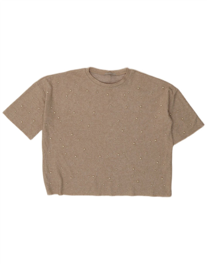 Женская блузка оверсайз Zara Trafaluc UK 14 Medium Beige Spotted