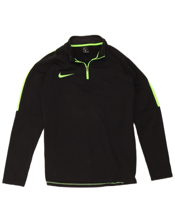 Мужской пуловер с воротником на молнии Nike Dri Fit, спортивный костюм среднего размера, черный с цветными блоками