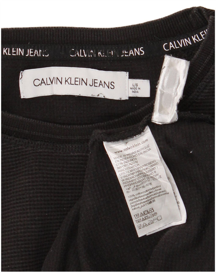 Calvin Klein Jeans Мужской топ с длинным рукавом, большой черный хлопок