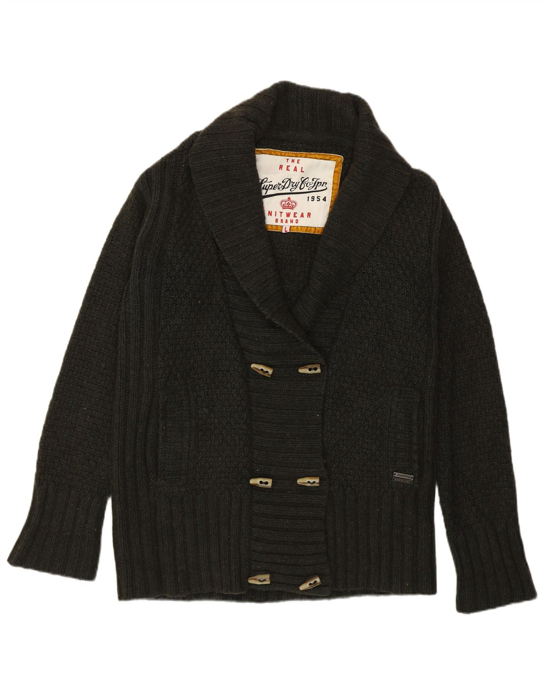 Женский кардиган Superdry UK 16, большой цвет хаки, овечья шерсть