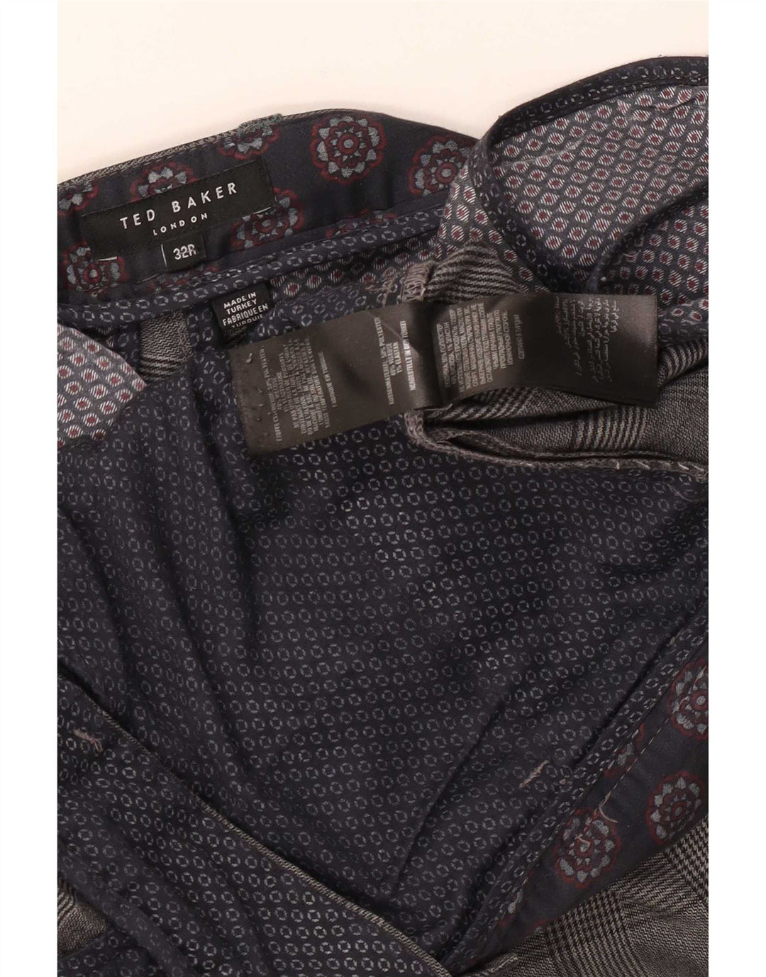Мужские узкие повседневные брюки Ted Baker W32 L31 серые в клетку из полиэстера