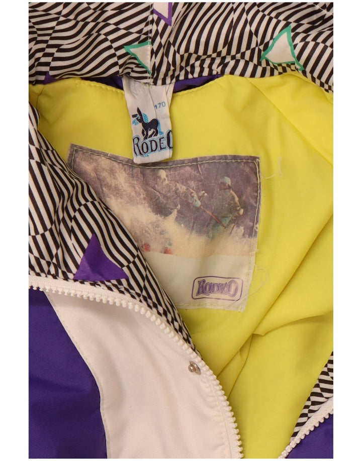 Мужская лыжная куртка RODEO с капюшоном UK 40, большая фиолетовая с цветными блоками