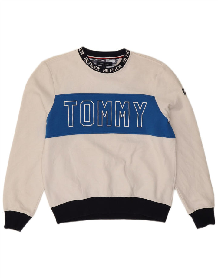Мужской свитшот с рисунком Tommy Hilfiger, средний белый с цветными блоками