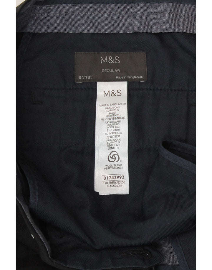 Мужские повседневные брюки стандартного кроя Marks & Spencer W34 L31, черный полиэстер