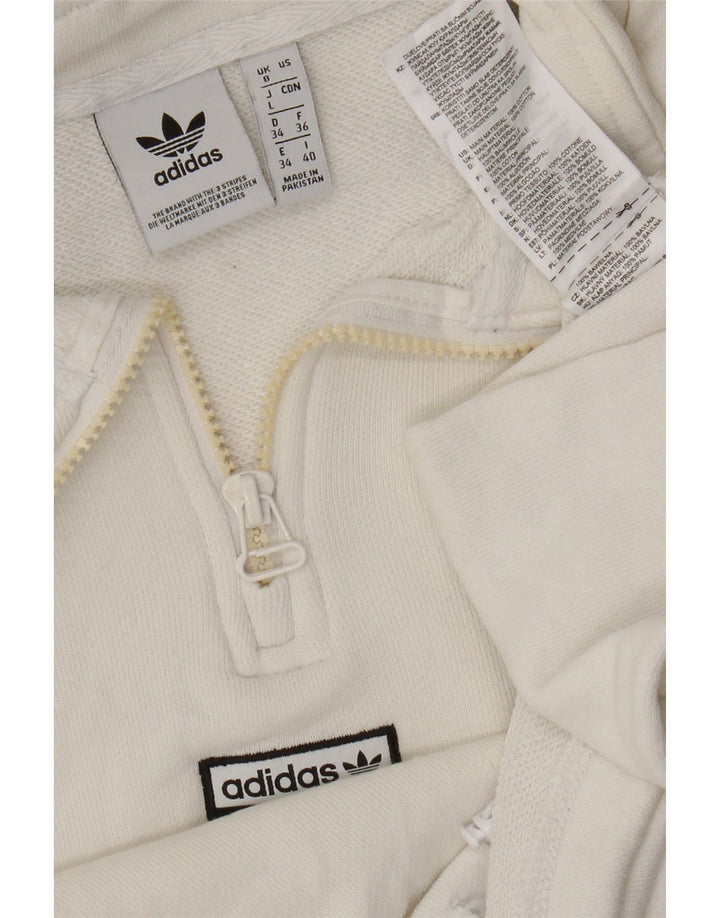 Женский укороченный свитшот с воротником на молнии Adidas Oversized UK 8, маленький белый
