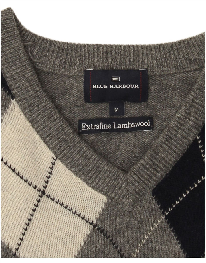 Мужской джемпер с v-образным вырезом Marks & Spencer Blue Harbour, средний серый