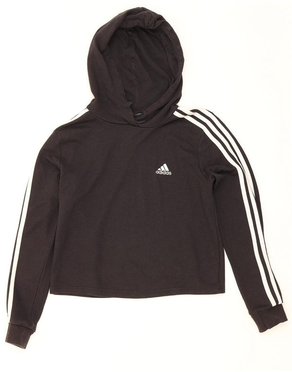 Женский укороченный джемпер с капюшоном Adidas UK 8/10, маленький черный, хлопковый