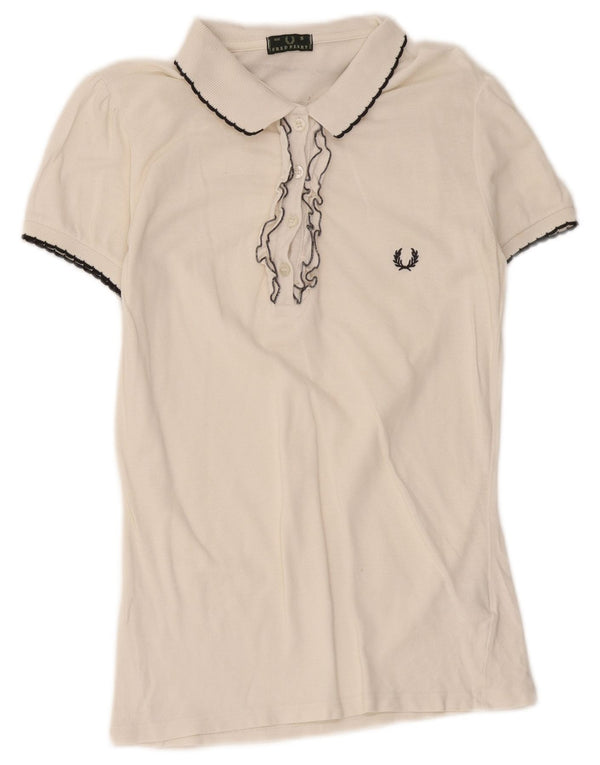 Женская рубашка поло Fred Perry UK 10, маленький размер, белый хлопок