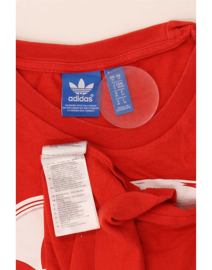 Мужская футболка Adidas с рисунком из хлопка среднего красного цвета