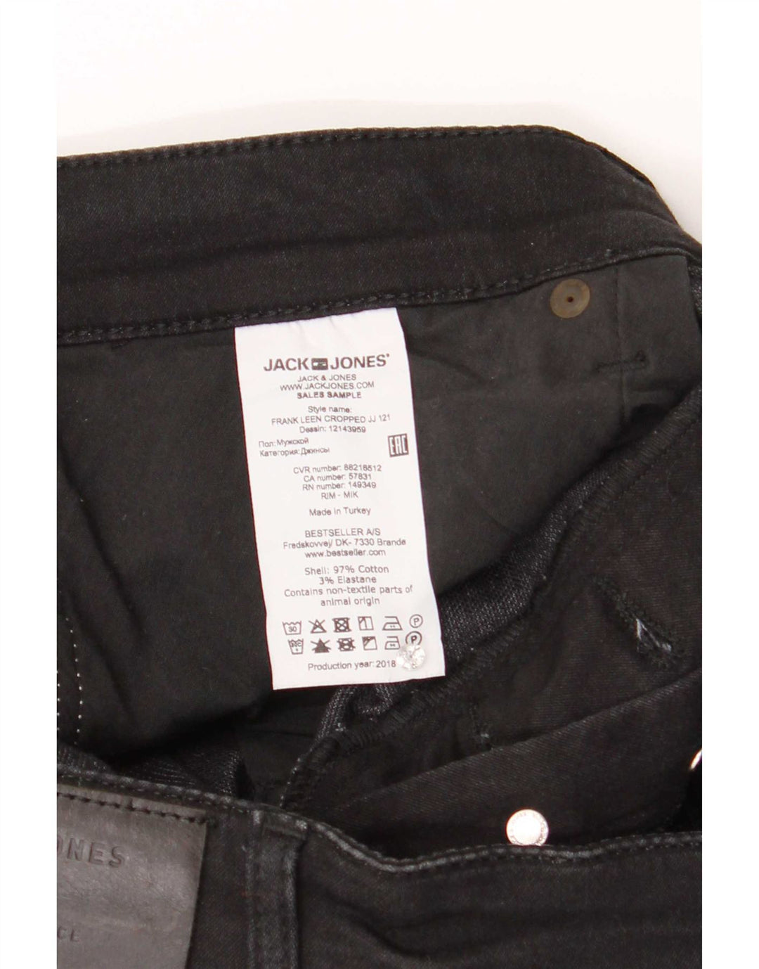 Мужские прямые джинсы Jack & Jones W34 L27, черный хлопок
