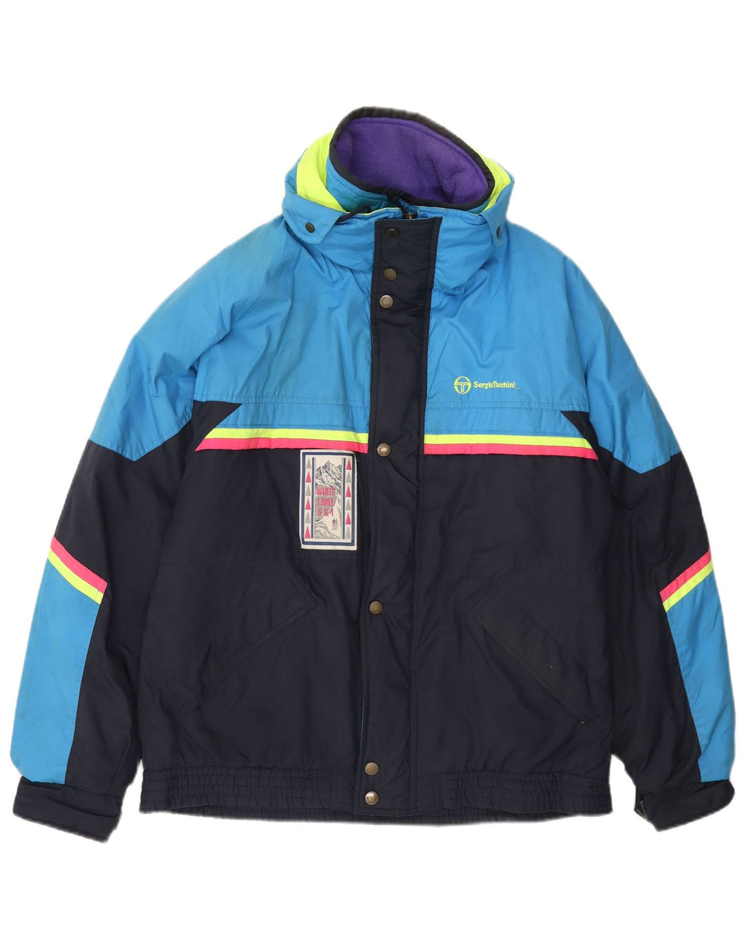 Мужская лыжная куртка Sergio Tacchini UK 42 XL темно-синяя, полиэстер с цветными блоками