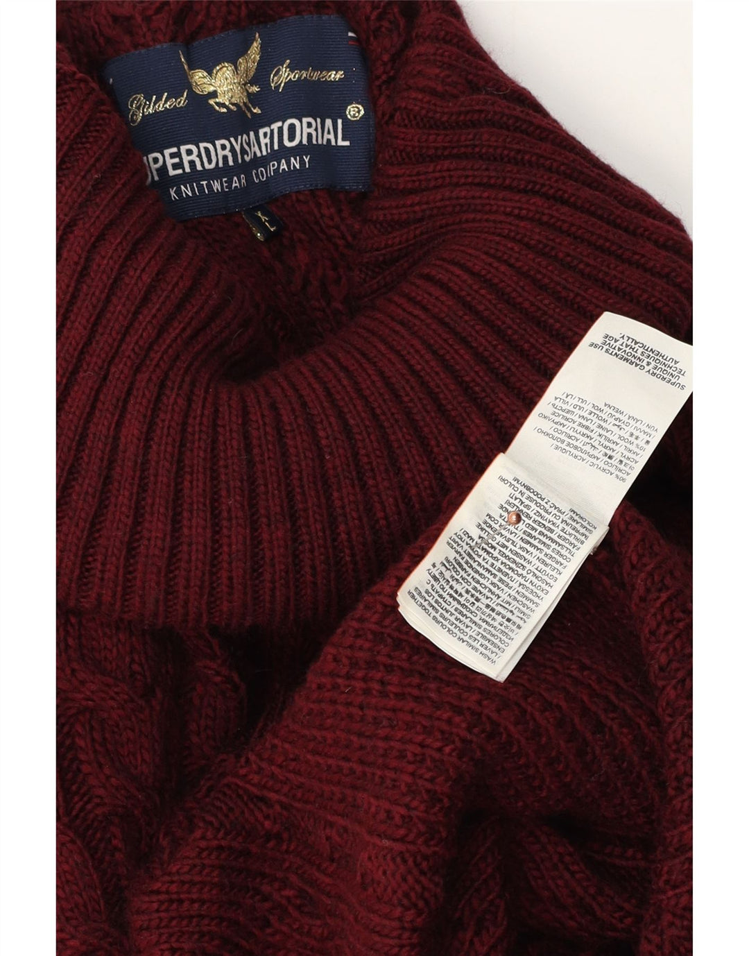 Женский джемпер с высоким воротником Superdry UK 18 XL Темно-бордовый акрил