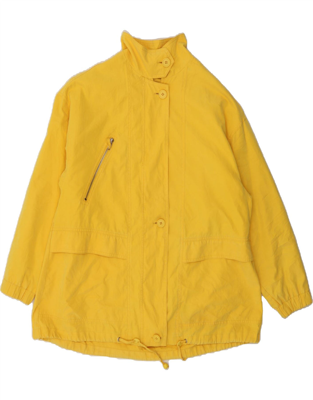 BASIC Womens Oversized Windbreaker Coat US 12 Large Yellow Polyester Vintage Basic and Second-Hand Basic from Messina Hembry 