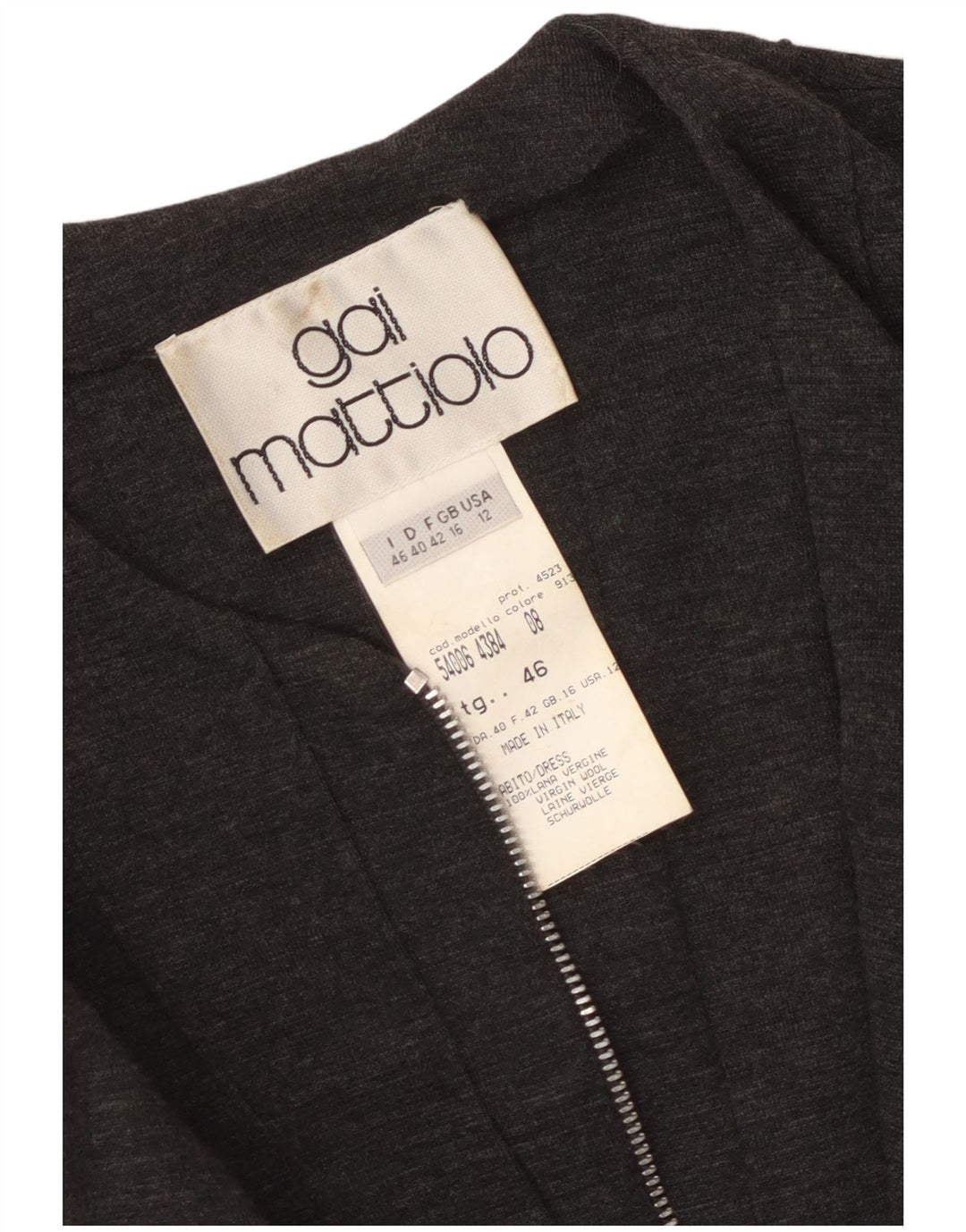 Женское облегающее платье GAI MATTIOLO с длинными рукавами, Великобритания 16, большой размер, серое из натуральной шерсти