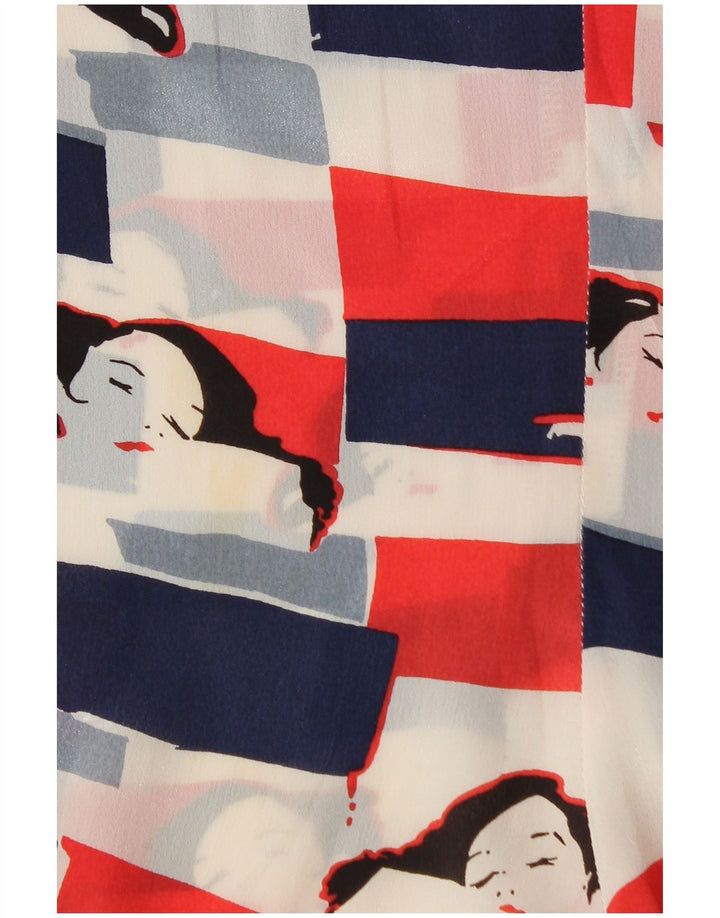 ВИНТАЖНАЯ женская блузка с рисунком, топ UK 18 XL, разноцветный ацетат