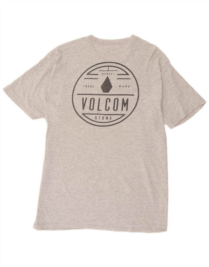 Мужская футболка Volcom с рисунком, большой серый хлопок с крапинками
