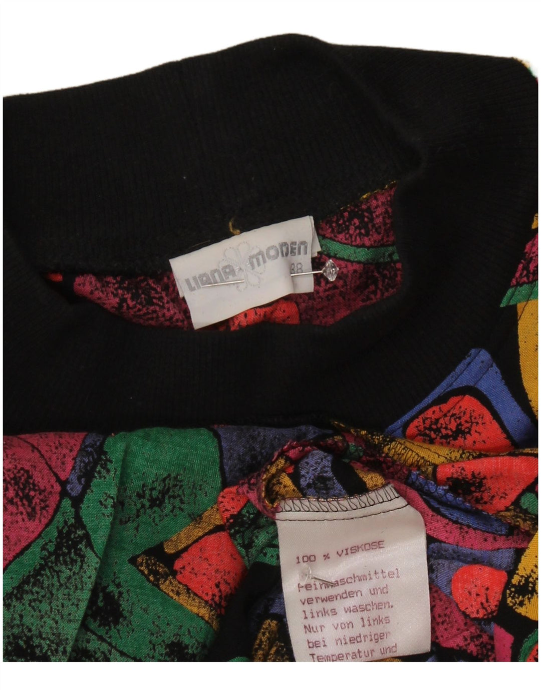 Винтажное женское платье с заниженной талией EU 38, средний разноцветный геометрический узор