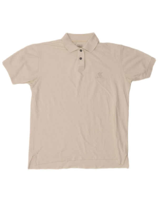 Calvin Klein Mens Polo Shirt Large White Cotton