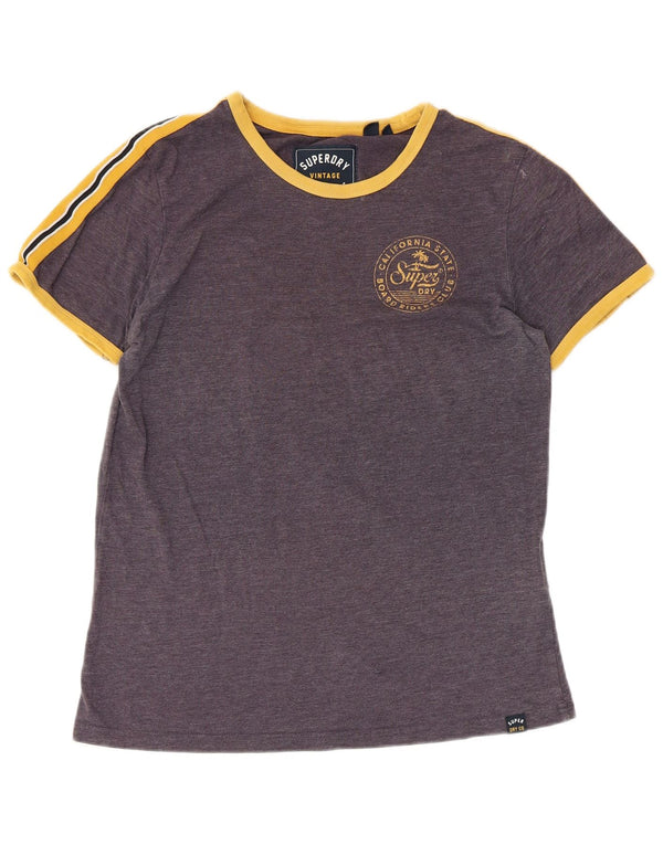 SUPERDRY Женская футболка с рисунком Top UK 12, средний фиолетовый хлопок