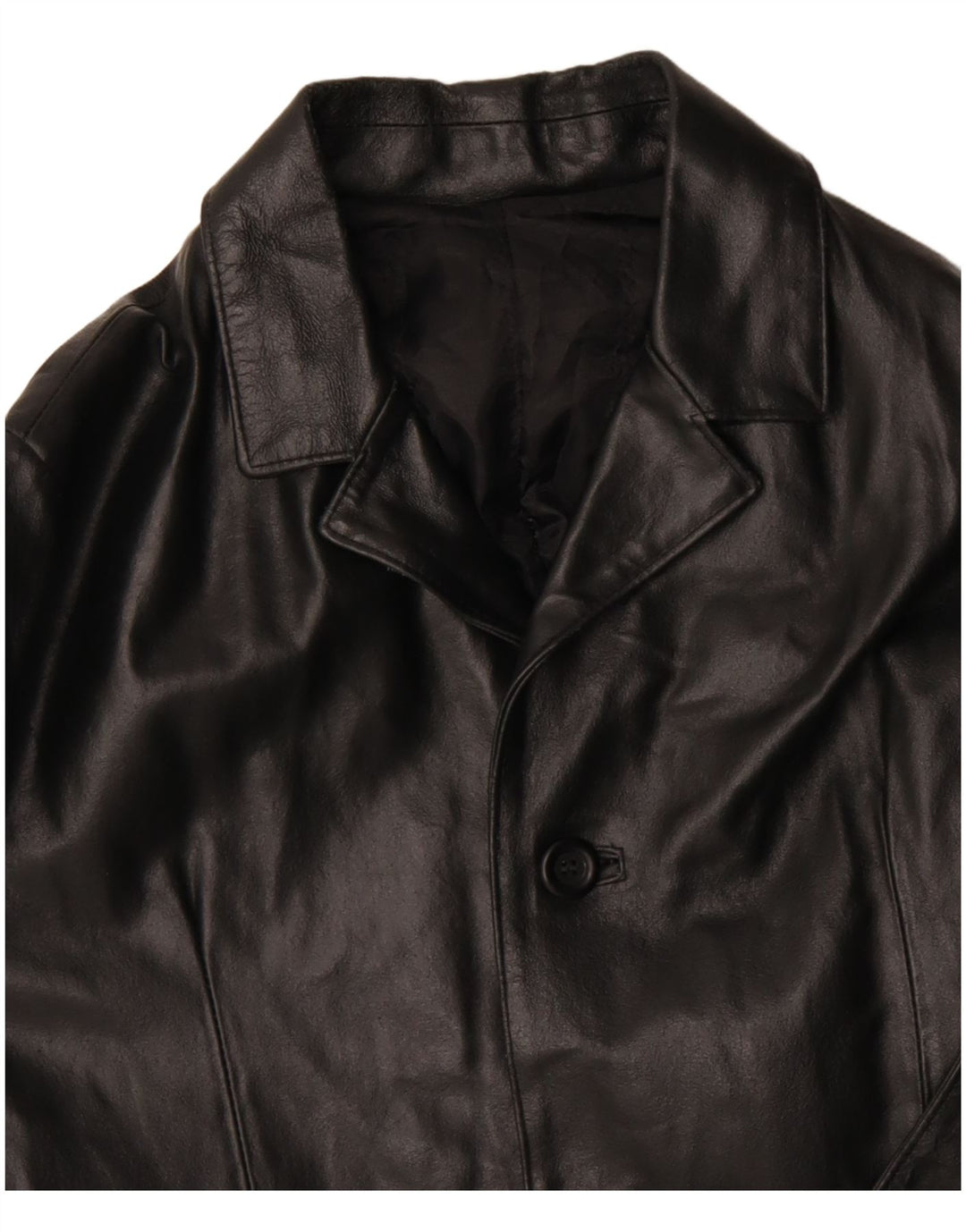 Мужское кожаное пальто VINTAGE UK 36 маленькое черное кожаное