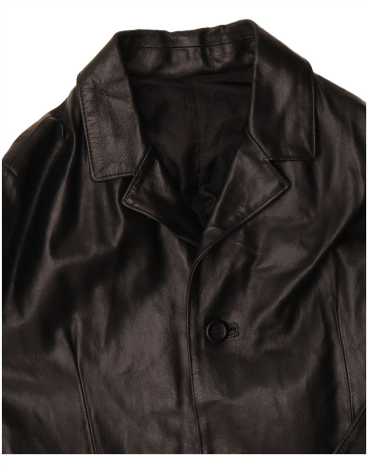 Мужское кожаное пальто VINTAGE UK 36 маленькое черное кожаное