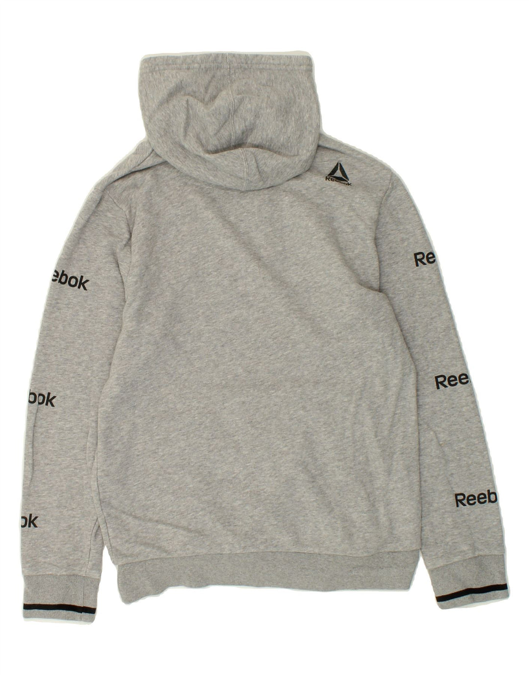 REEBOK Mens Graphic Hoodie Jumper Medium Grey Cotton Vintage Reebok and Second-Hand Reebok from Messina Hembry 