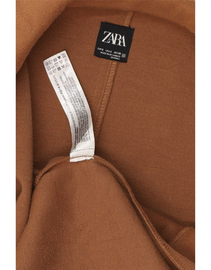 Женское открытое пальто большого размера Zara UK 10, маленький коричневый полиэстер