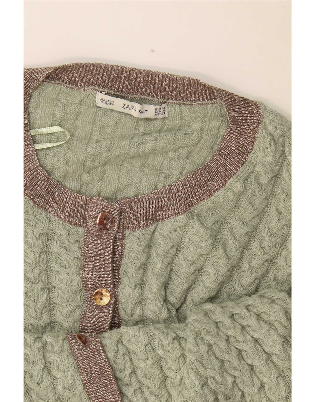 Женский кардиган Zara UK 12, средний зеленый цвет с цветными блоками