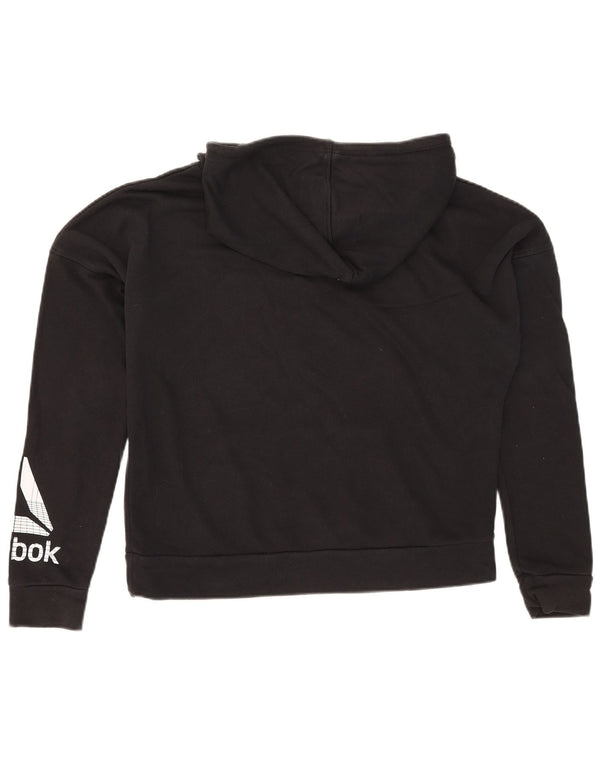 Женский джемпер с капюшоном Reebok Oversized с рисунком, Великобритания, 12/14, средний, черный, хлопок