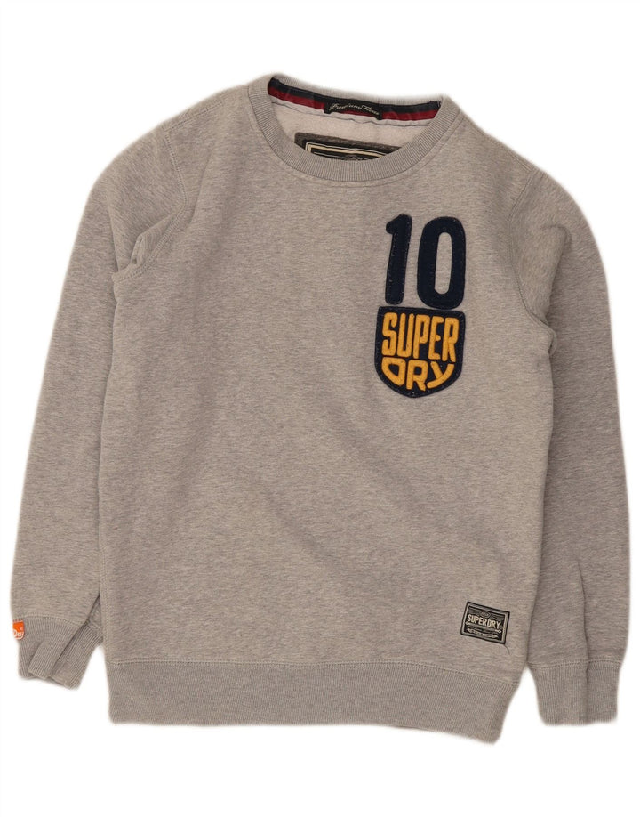 Мужской свитшот с рисунком Superdry, маленький серый хлопковый джемпер в крапинку