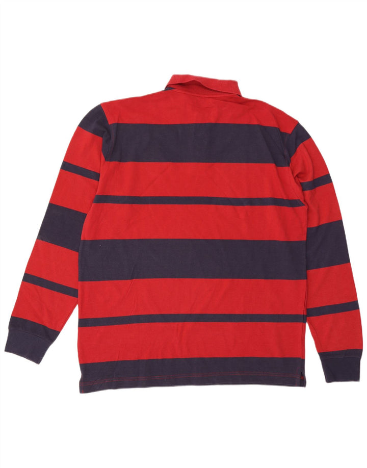 Мужская рубашка поло ASICS с длинным рукавом, хлопковая большая красная полоска