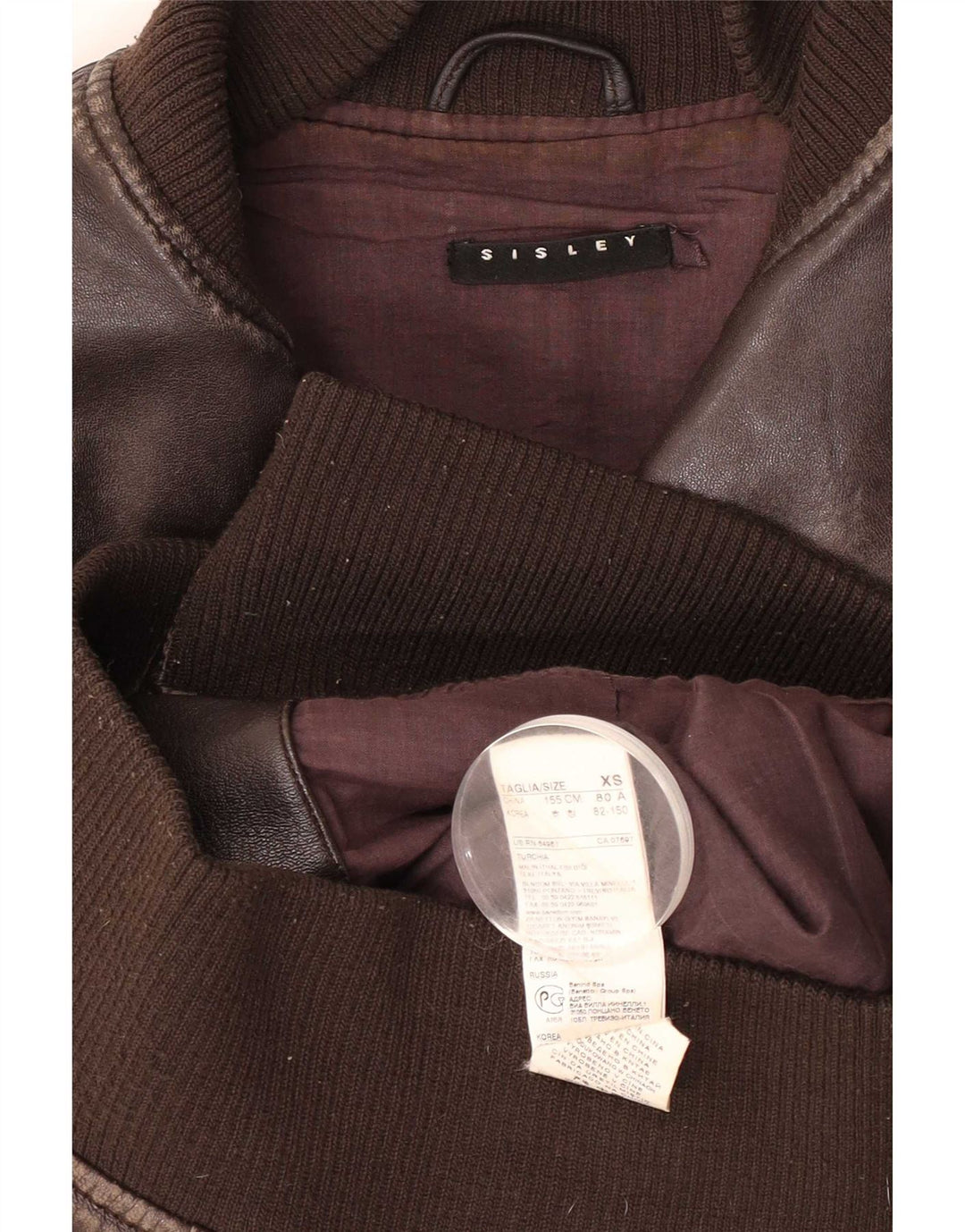 Женская кожаная куртка-бомбер Sisley UK 6 XS Коричневая кожаная