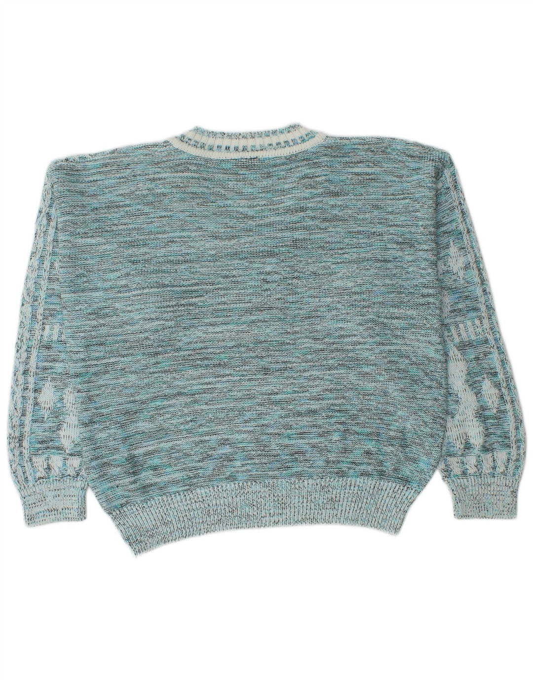 Винтажный мужской джемпер с v-образным вырезом IT 52, большой синий хлопок с геометрическим рисунком