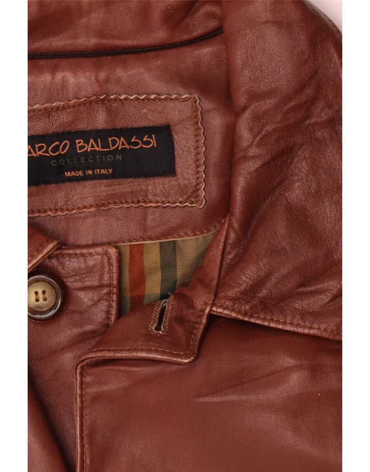 Мужское кожаное пальто Marco Baldassari UK 42 XL Коричневое