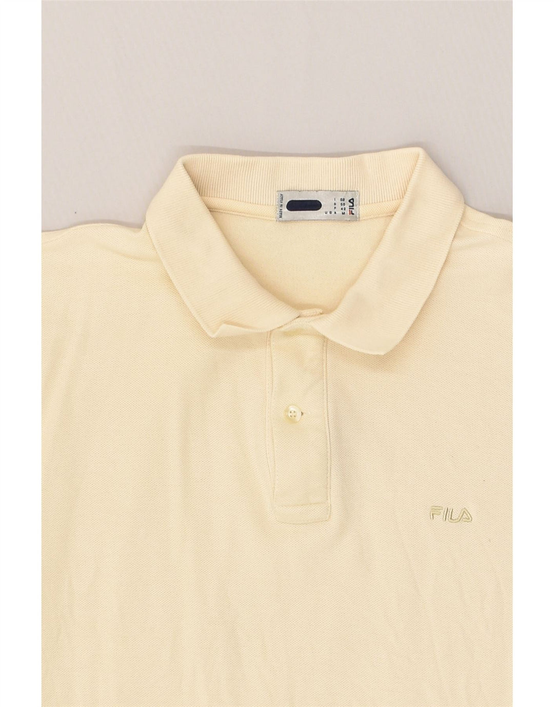 FILA Mens Polo Shirt IT 50 Medium Beige | Vintage Fila | Thrift | Second-Hand Fila | Used Clothing | Messina Hembry 