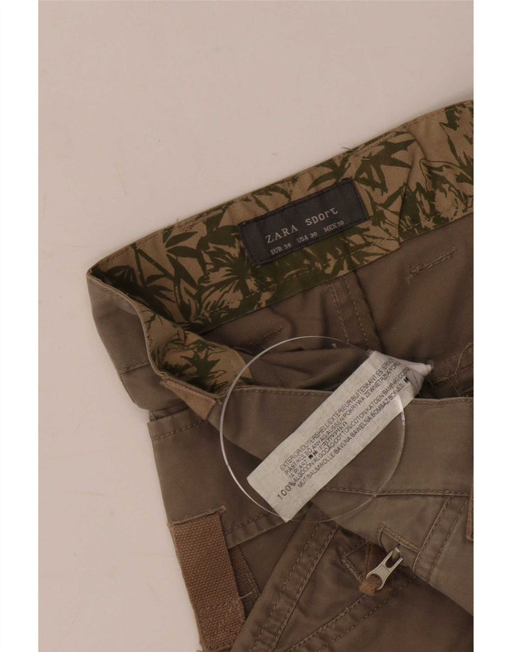 Мужские шорты карго Zara EU 38 Small W30 Хаки Хлопок