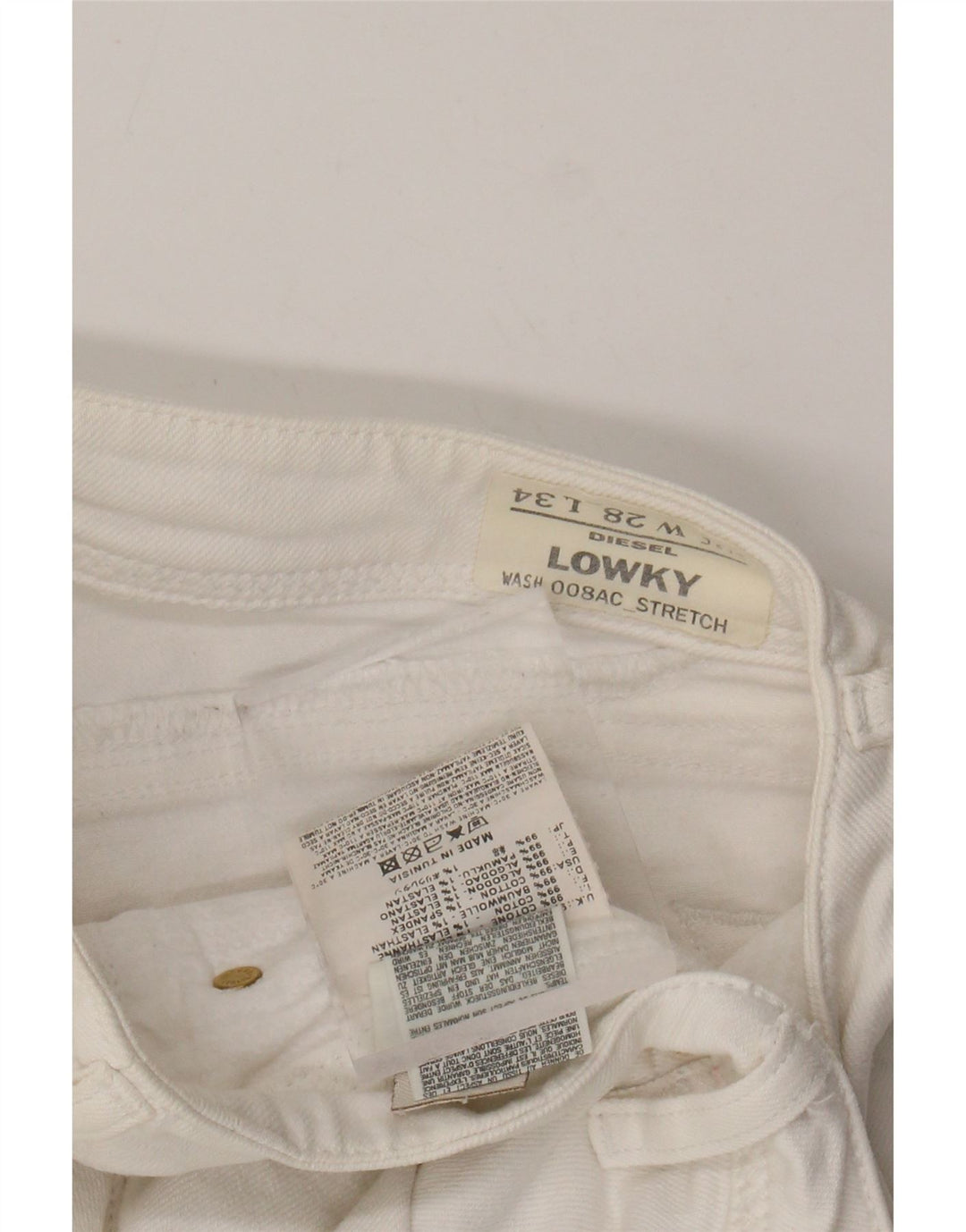 Женские узкие джинсы DIESEL Lowky W28 L34, белый хлопок