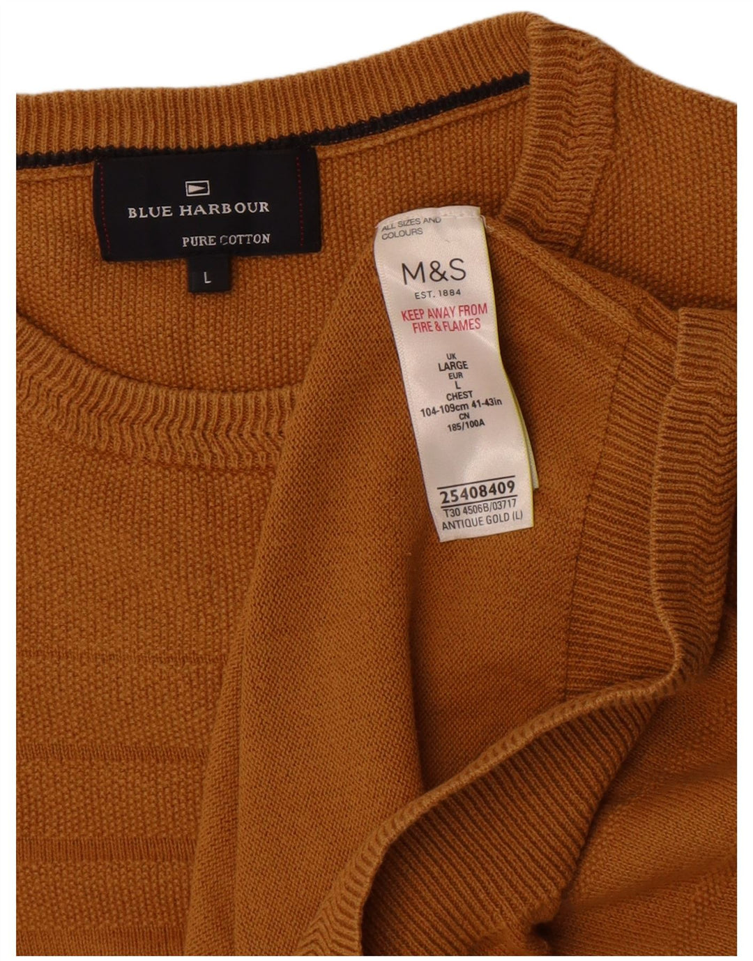 Мужской синий джемпер с круглым вырезом Marks & Spencer, большой золотой
