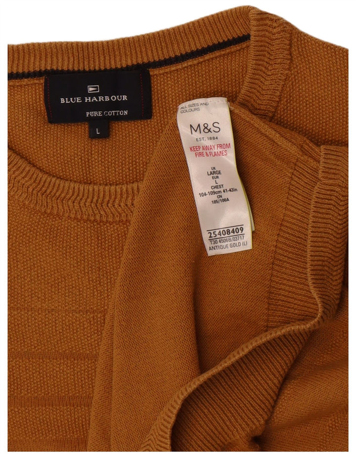 Мужской синий джемпер с круглым вырезом Marks & Spencer, большой золотой
