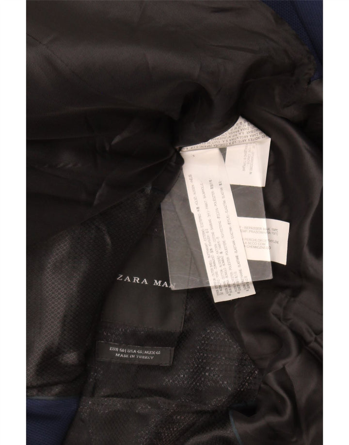 Мужской пиджак Zara на 2 пуговицах EU 50, средний темно-синий, хлопковый