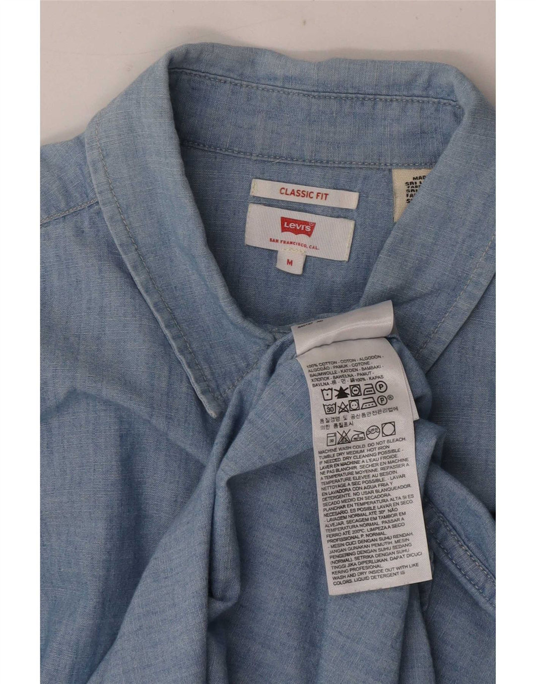Женская рубашка классического кроя Levi's UK 14, хлопок среднего синего цвета