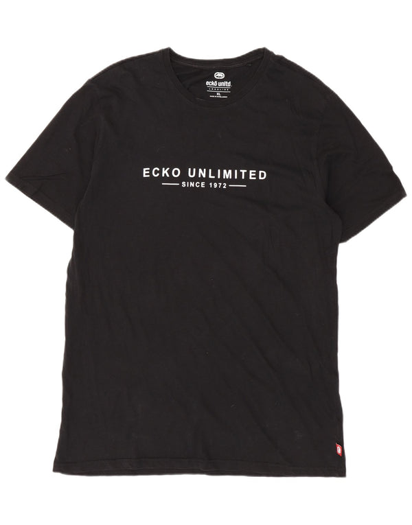 ECKO UNLTD Mens Longline Graphic T-Shirt Top XL Black Cotton
