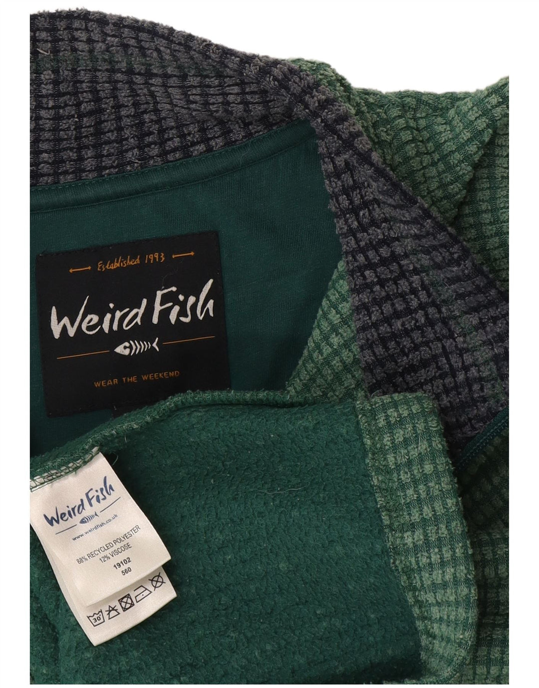 Мужской флисовый джемпер с воротником на молнии Weird Fish XL, зеленый полиэстер