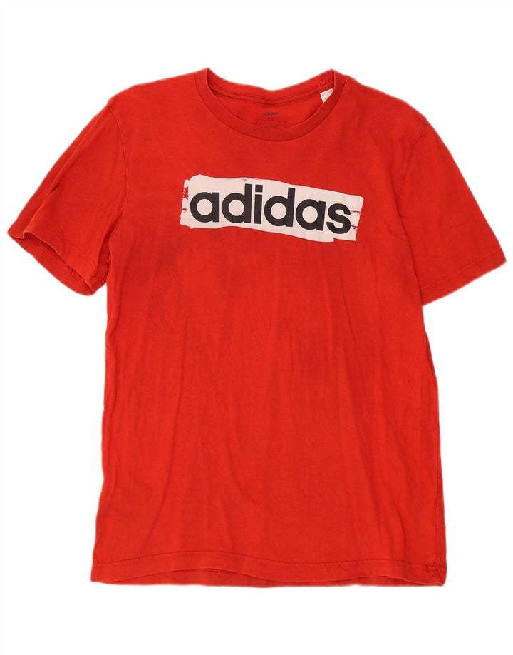 Мужская футболка Adidas с рисунком из хлопка среднего красного цвета