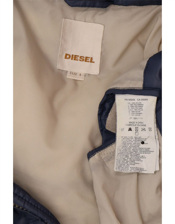 Мужская стеганая куртка Diesel UK 40, большая, темно-синяя, полиамид