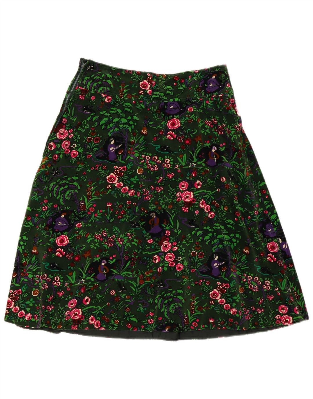 ВИНТАЖНАЯ женская юбка-трапеция W30, средний зеленый цвет с цветочным принтом