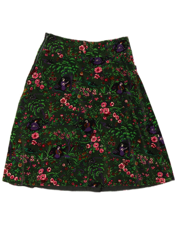 ВИНТАЖНАЯ женская юбка-трапеция W30, средний зеленый цвет с цветочным принтом
