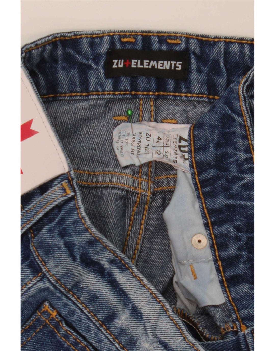 Мужские узкие джинсы с потертостями Zu Elements W32 L28, синий хлопок