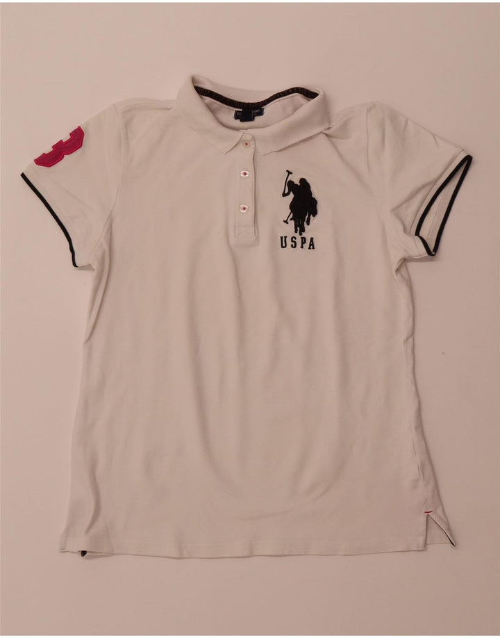 Женская рубашка поло с графическим рисунком US POLO ASSN UK 18 XL, белый хлопок