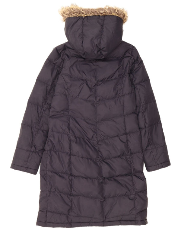 Crew Clothing Женское пуховое пальто с капюшоном UK 10, маленький темно-синий нейлон